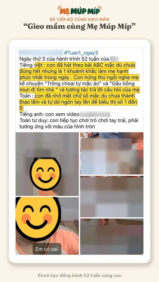 Bé tiến bộ cùng gieo mầm
