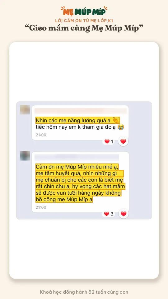 Lời cảm ơn từ mẹ lớp k1
