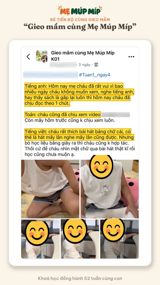 Bé tiến bộ cùng gieo mầm