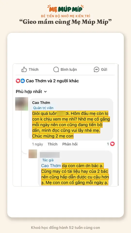 Bé tiến bộ nhờ mẹ kiên trì