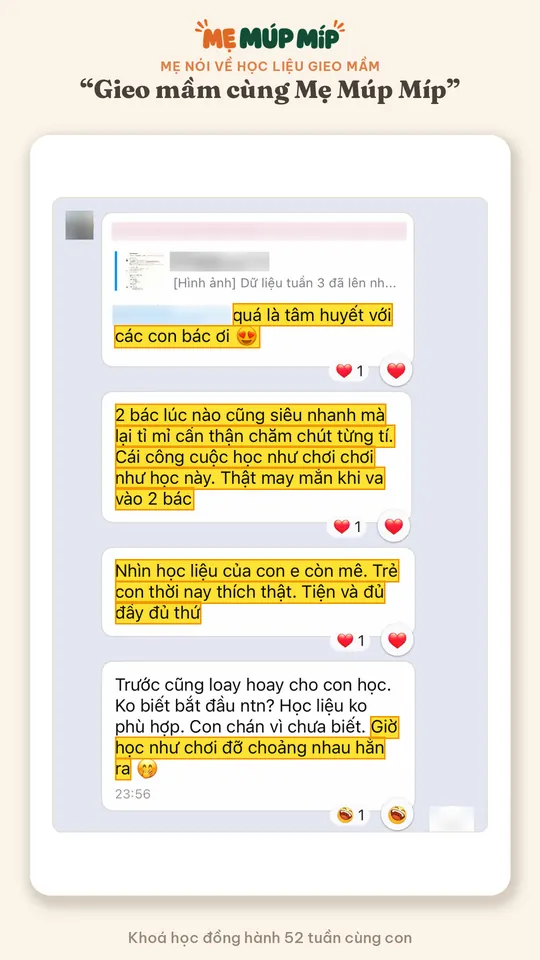 Mẹ nói về học liệu gieo mầm