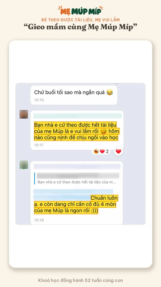 Bé theo được tài liệu, mẹ vui lắm