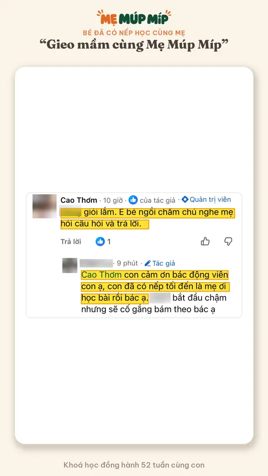Bé đã có nếp học cùng mẹ